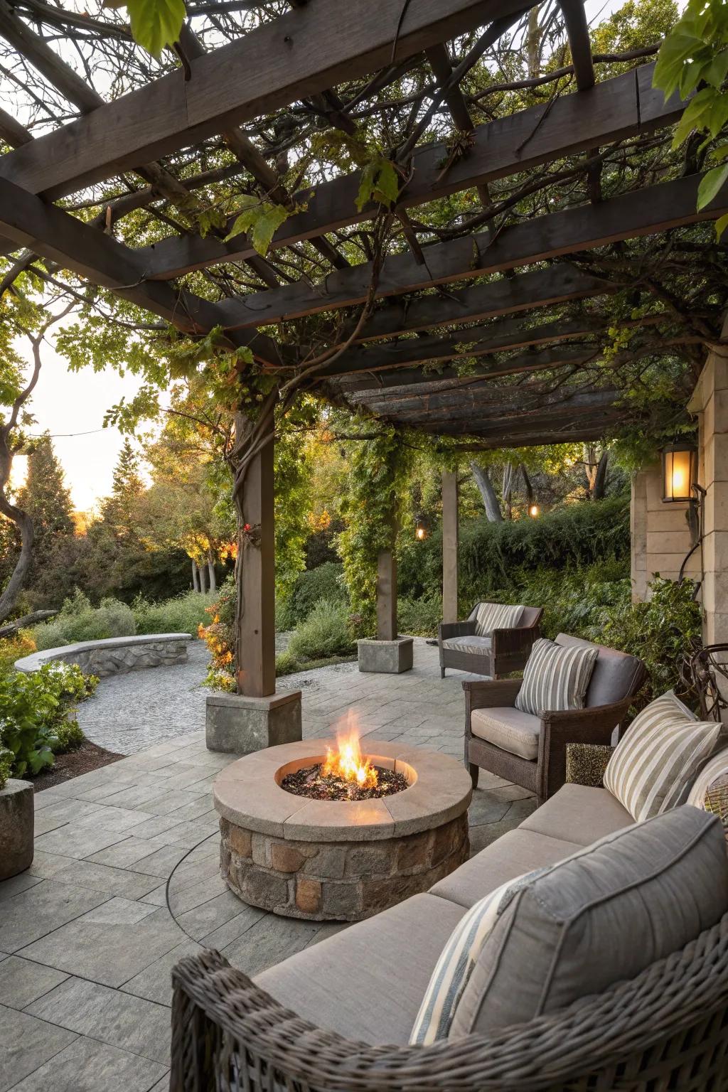 A pergola adds elegance and protection.