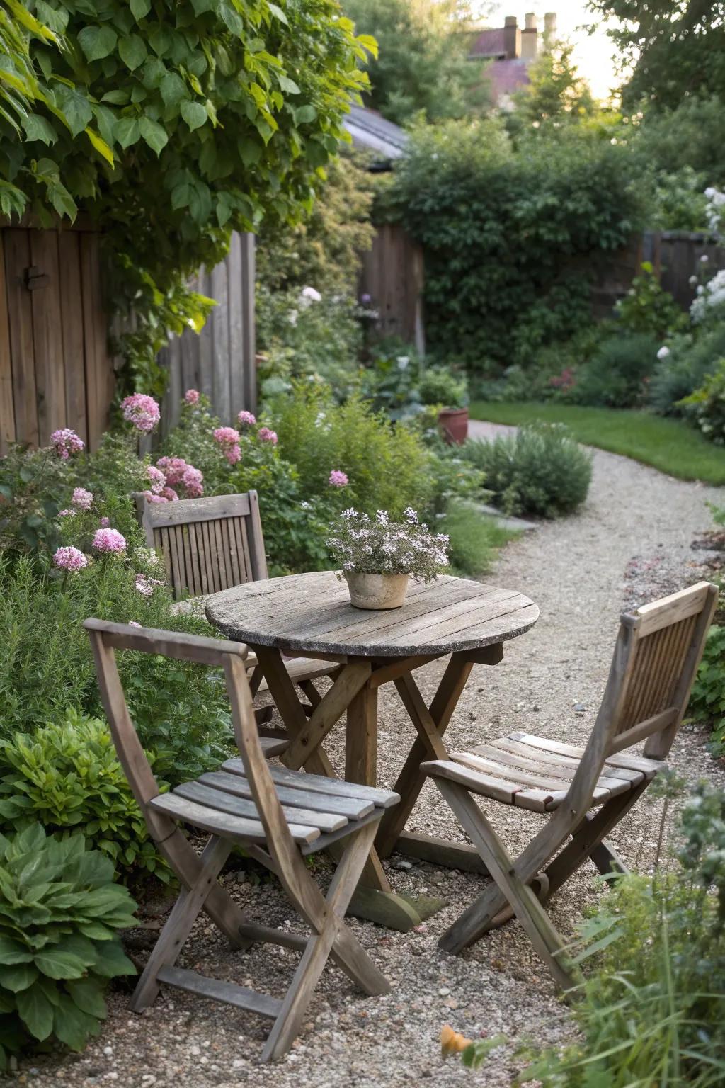 Rustic furniture adds charm and character.