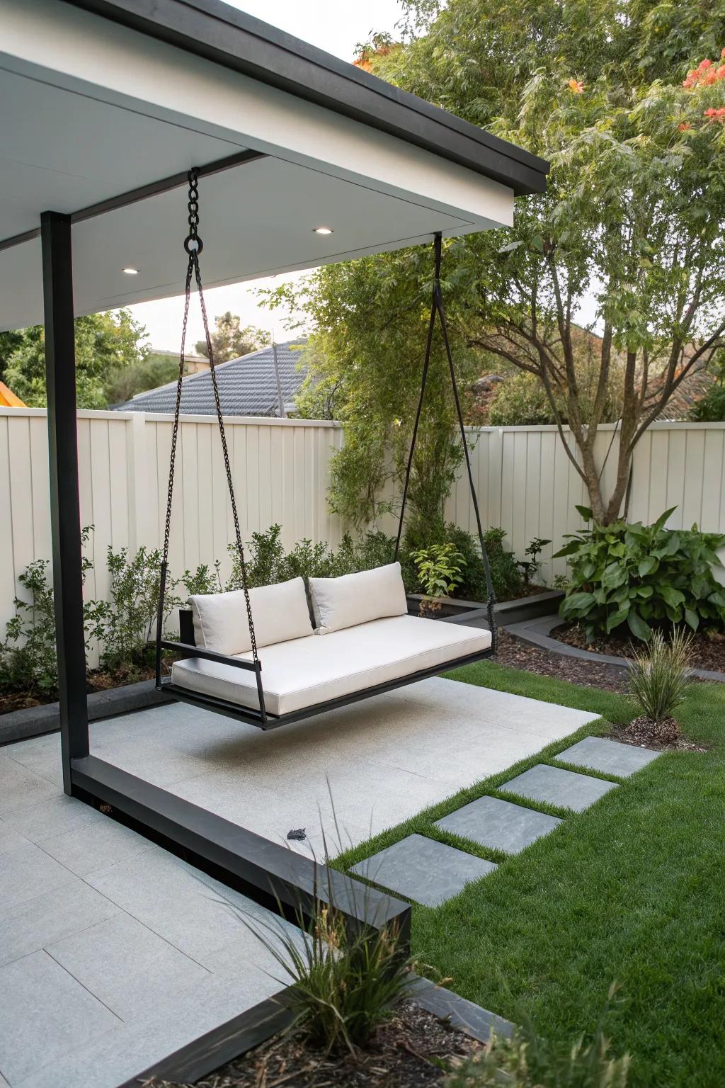 Minimalist platform swings bring a sleek, modern touch.