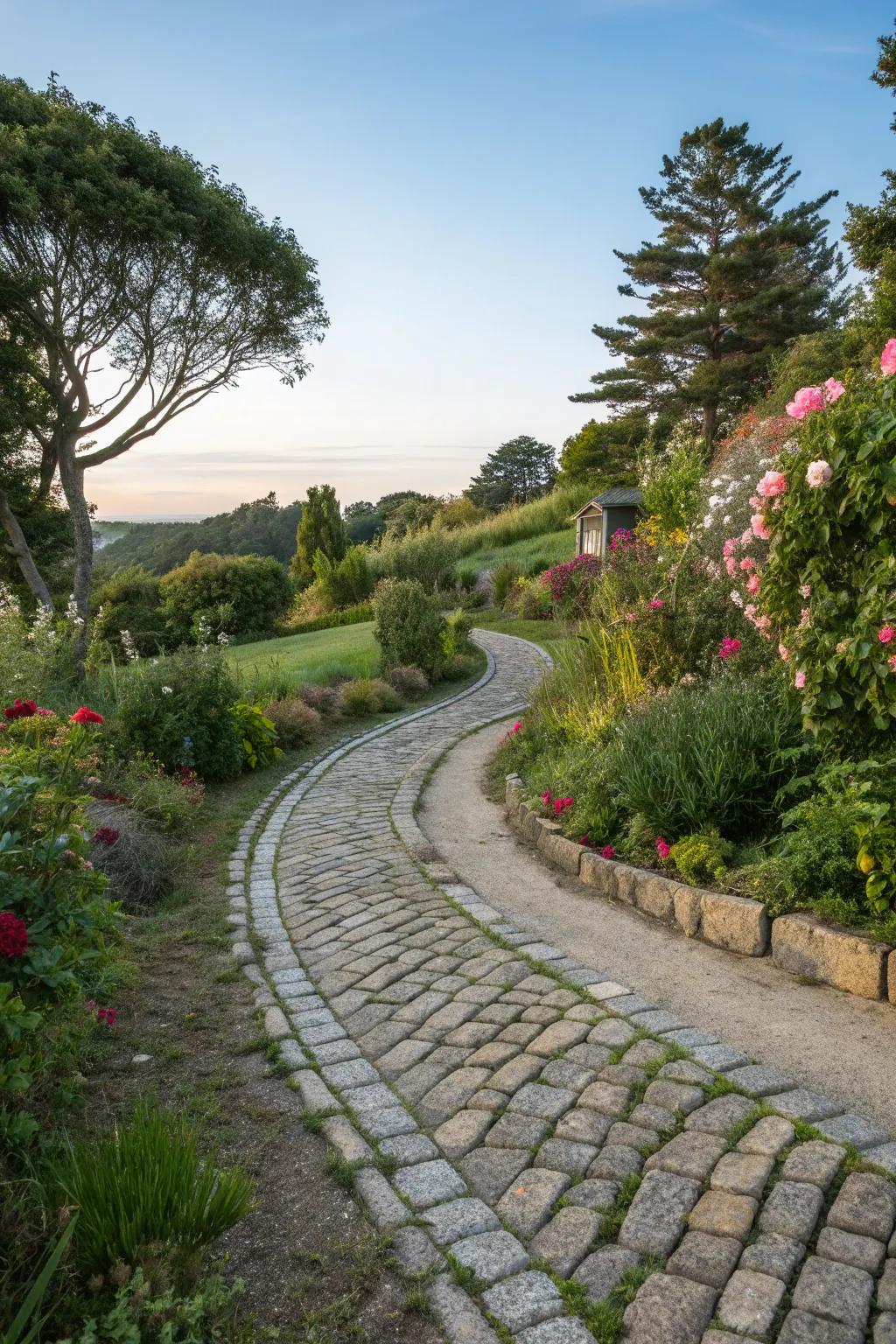 A vintage cobblestone path with historic charm.