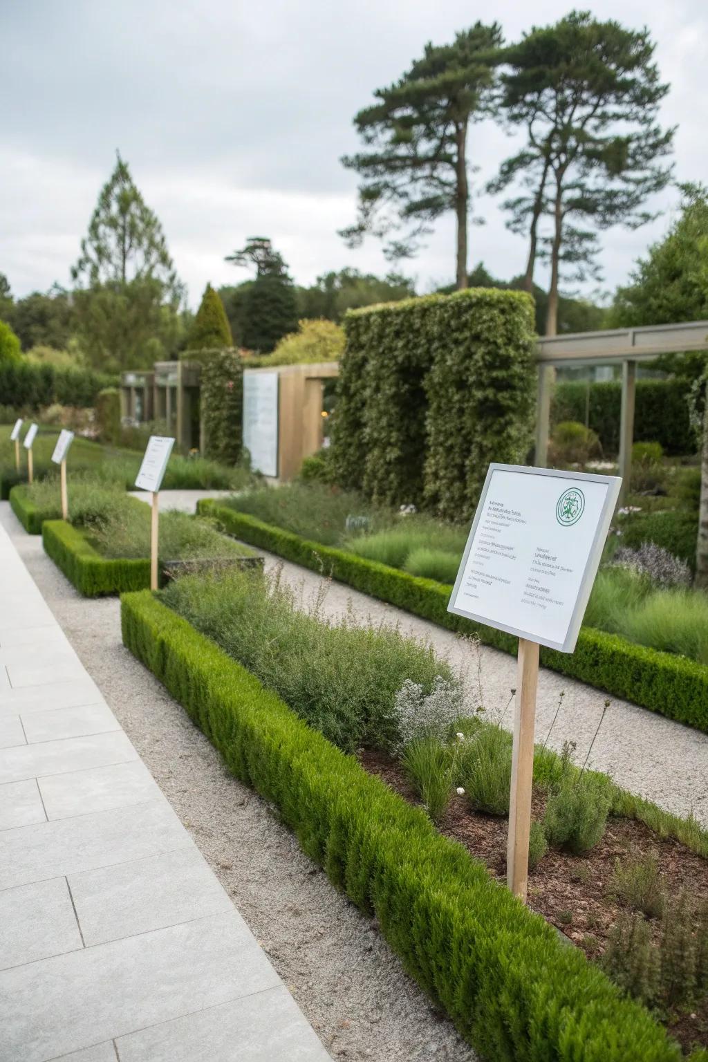 Achieve contemporary style with minimalist modern garden signs.