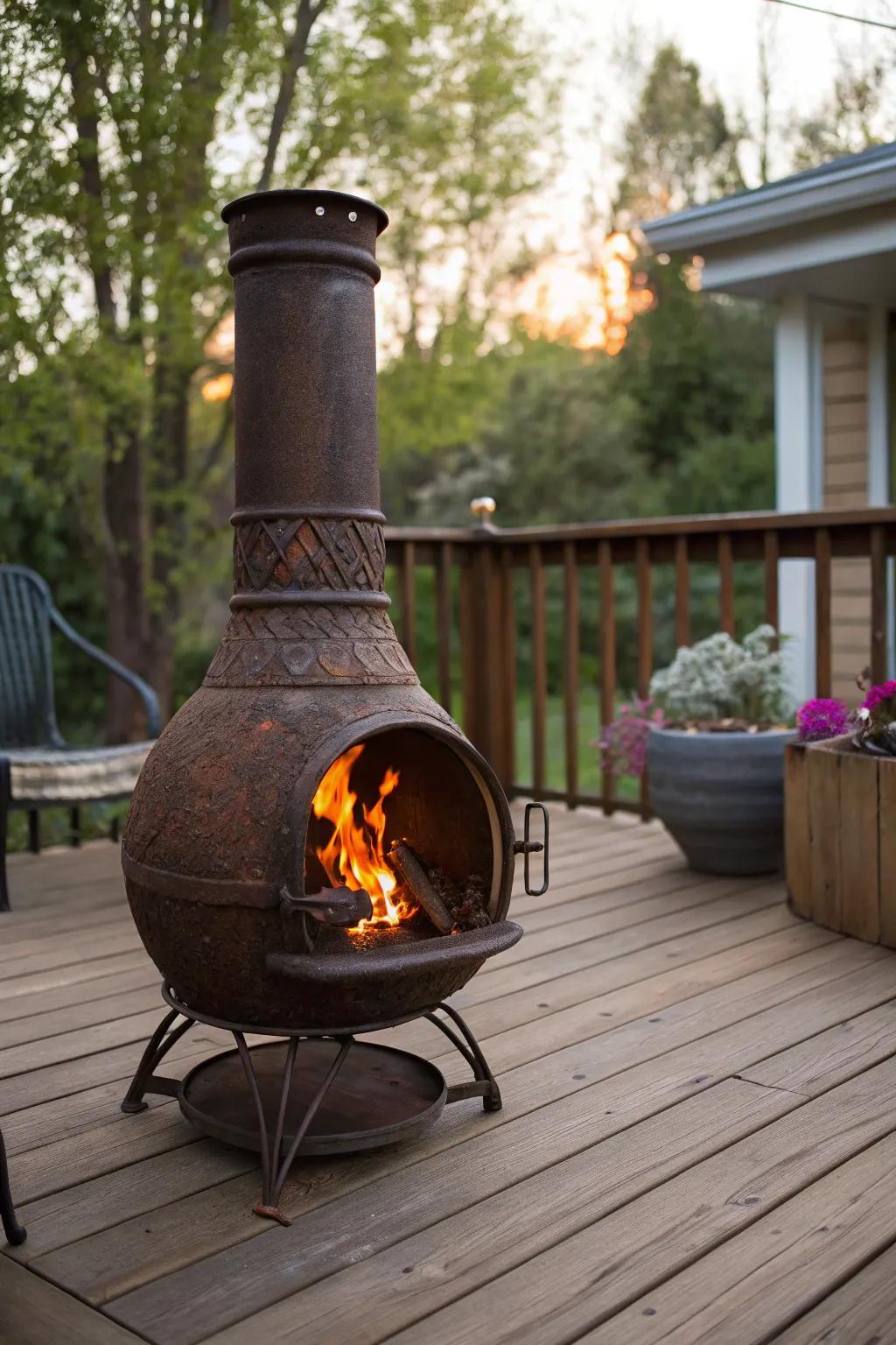 Stay warm with a charming fire feature.
