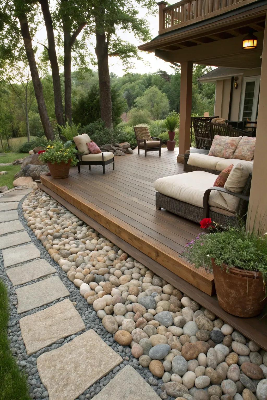 Pebble composite adds texture and a natural feel to your deck.