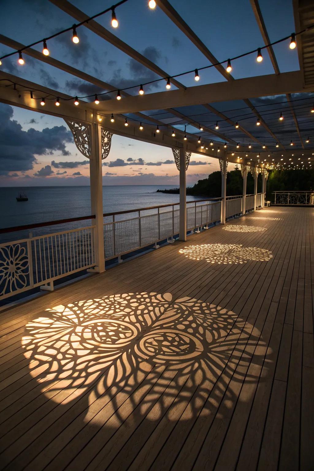 Patterned shadows bring an artistic flair to your deck.