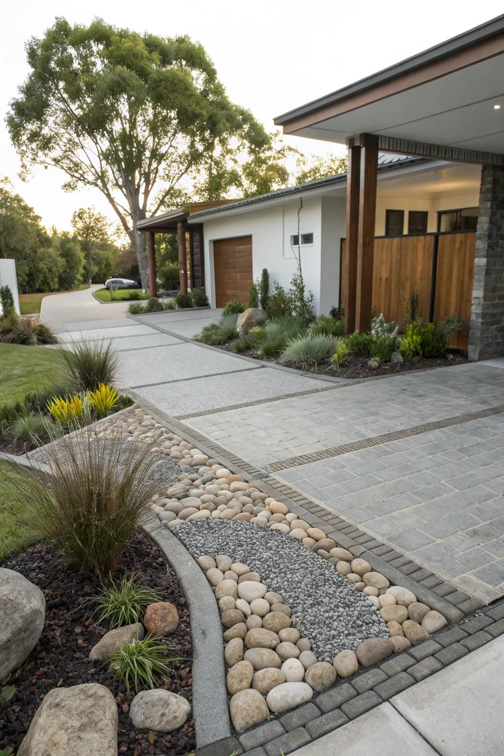 Mixing materials adds unique flair to your driveway.