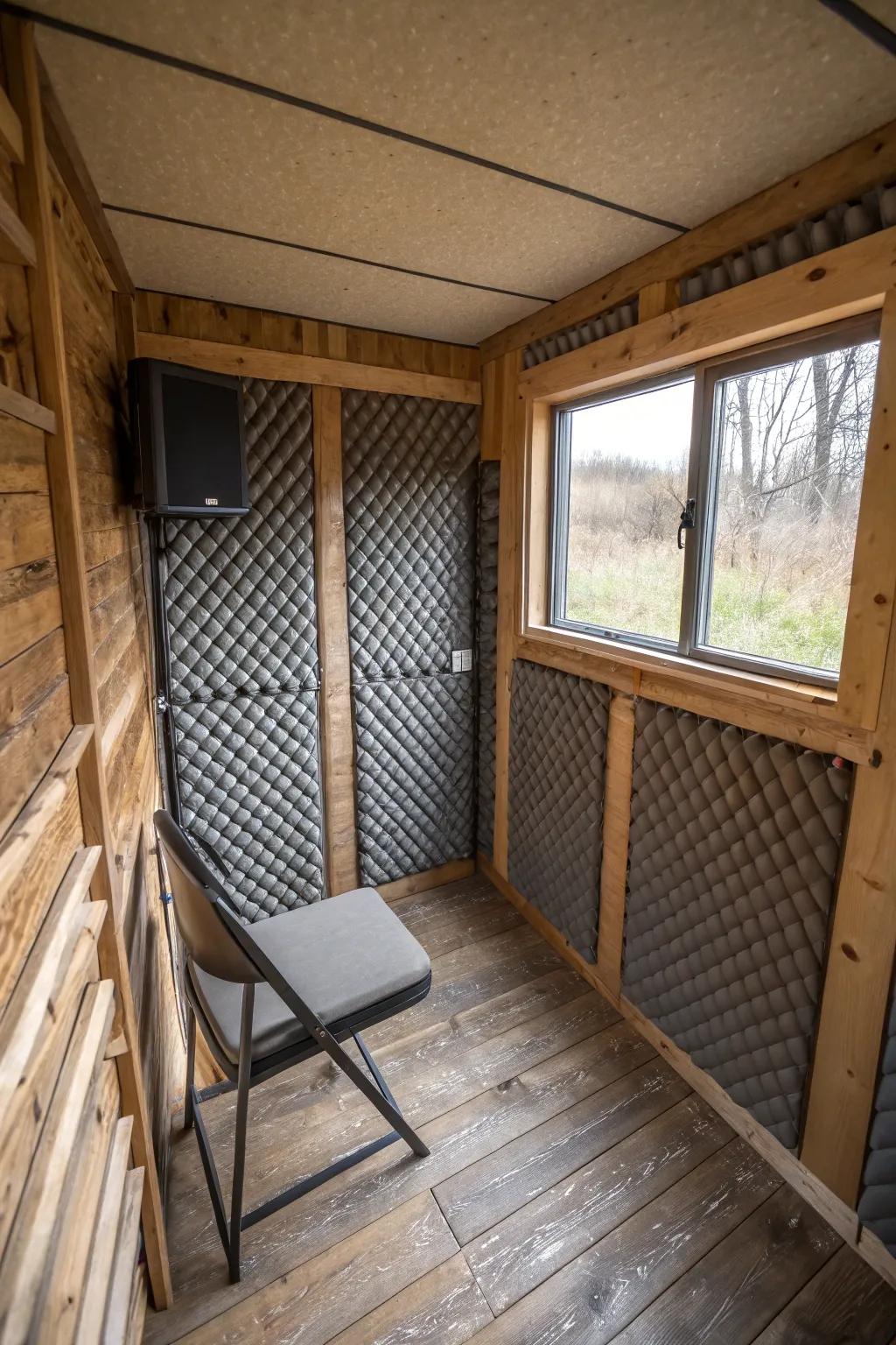Sound-proofing ensures a quiet environment for wildlife observation.