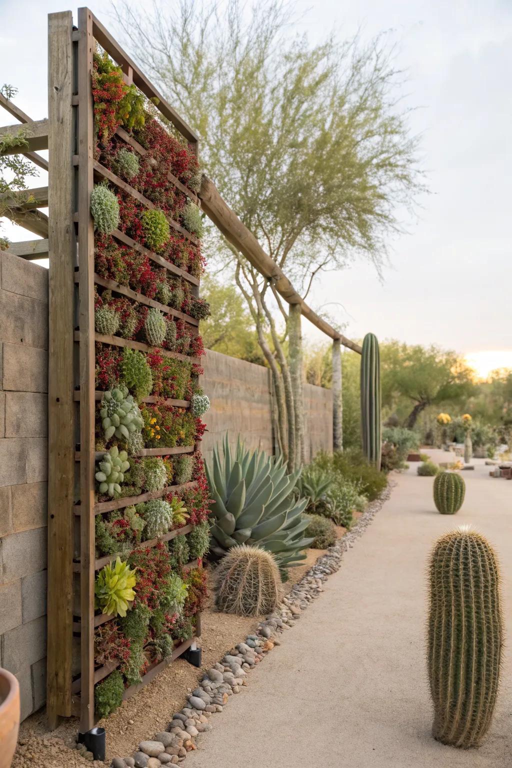 Vertical planting maximizes space and adds layers to the garden.