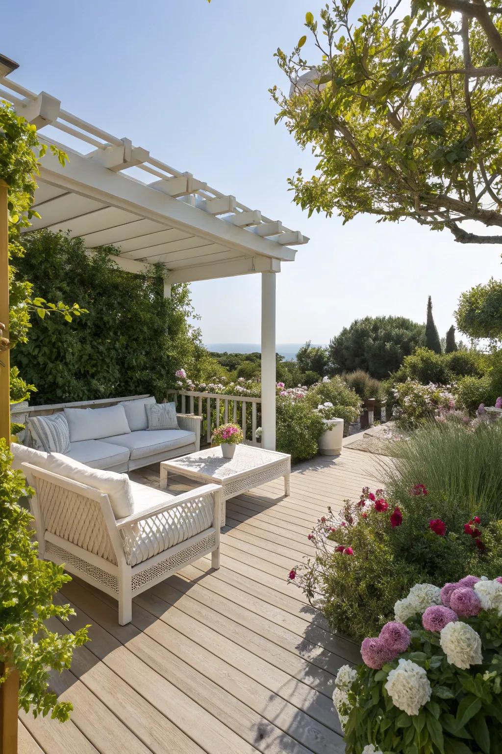 Light colors enhance the sense of space and brightness on decks.