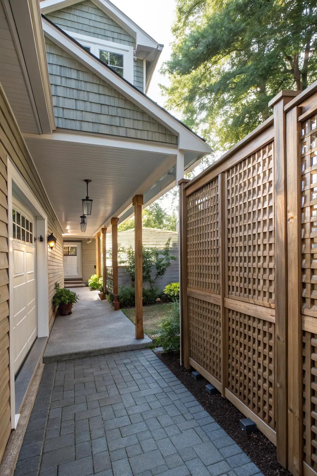 Stylish privacy screen panels offer solitude and elegance.