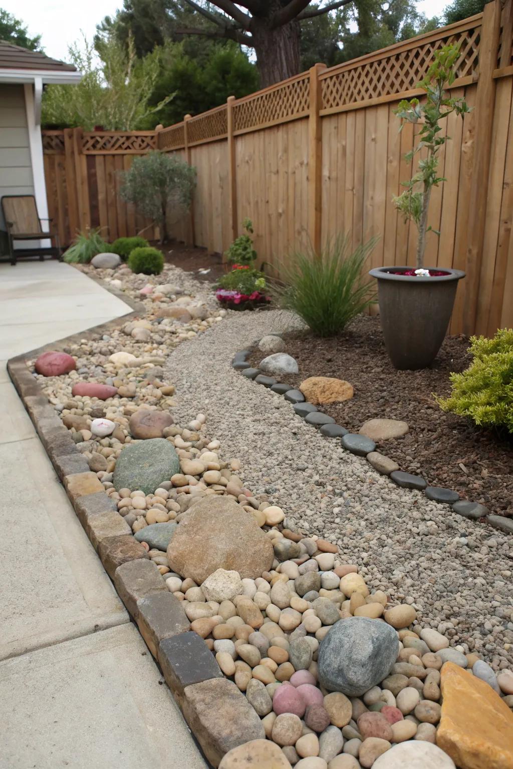 Gravel and pebbles create a textured, tranquil atmosphere in gardens.