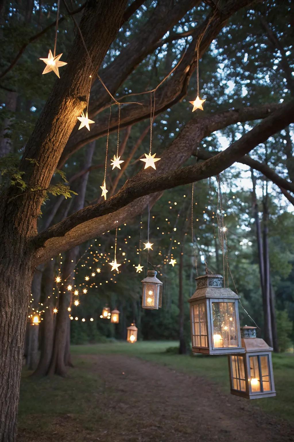 Lanterns add a cozy, starry ambiance to your outdoor space.