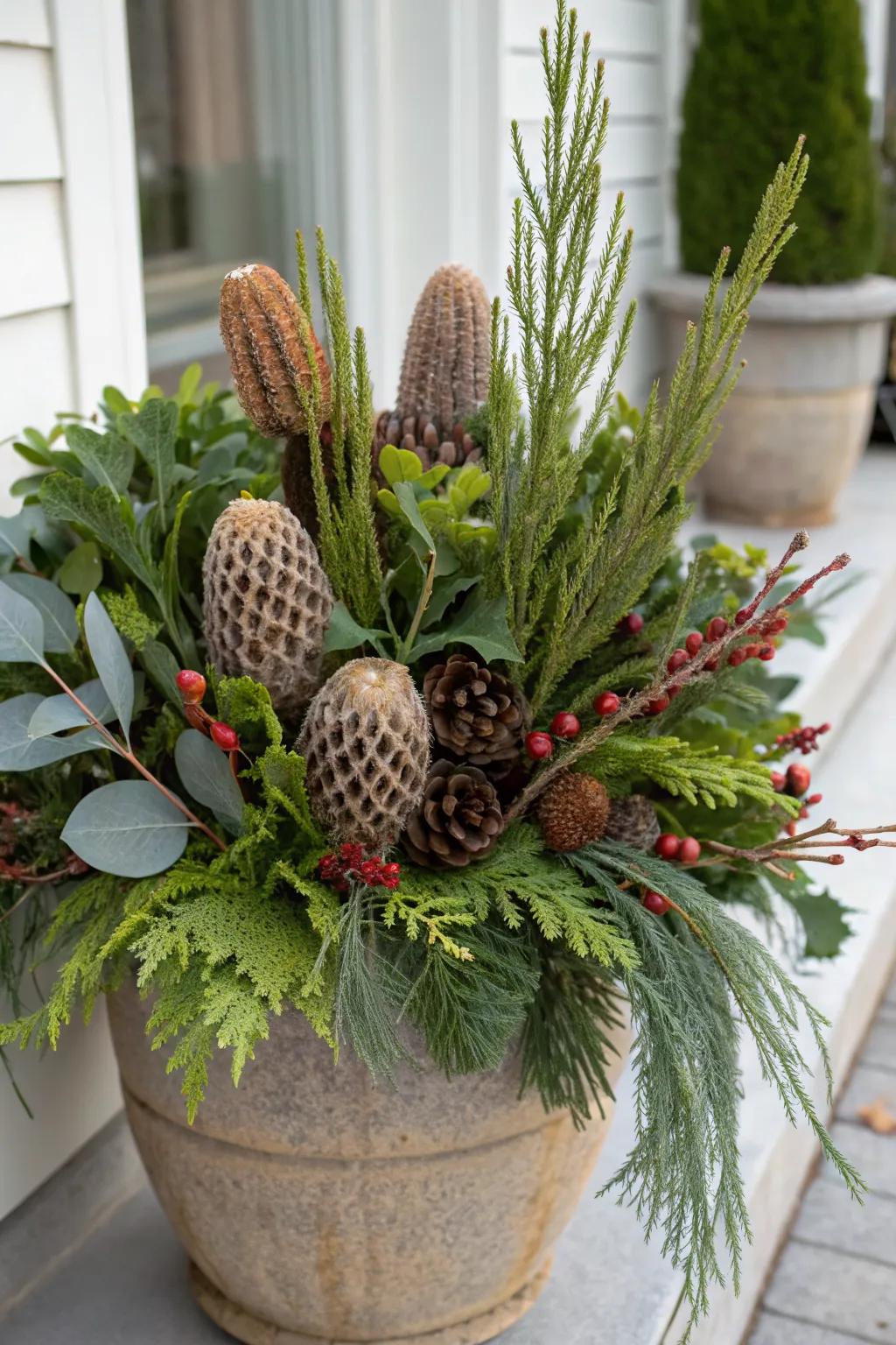 Seedpods introduce a magical winter touch.