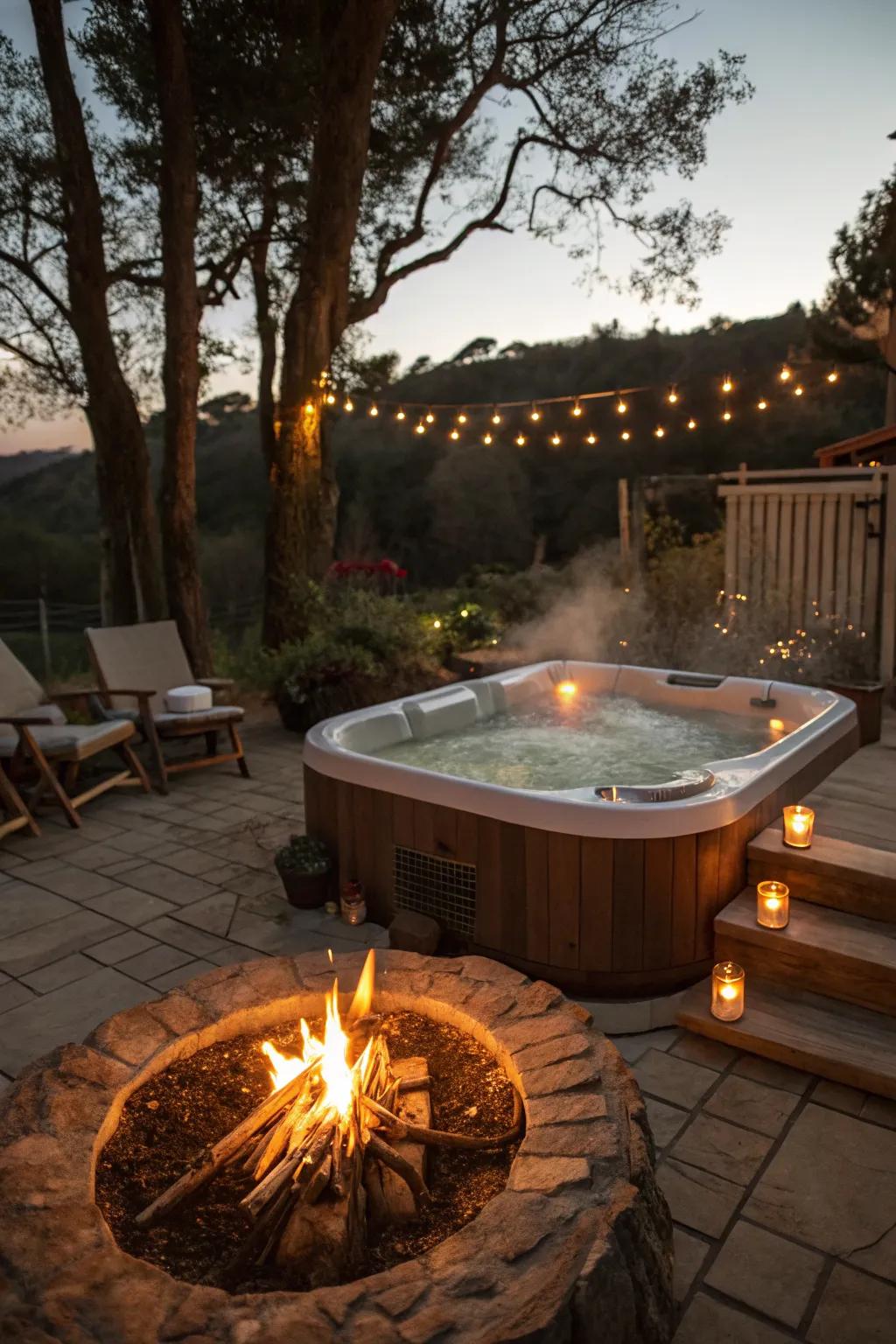 A fire pit adds warmth and enhances social gatherings.