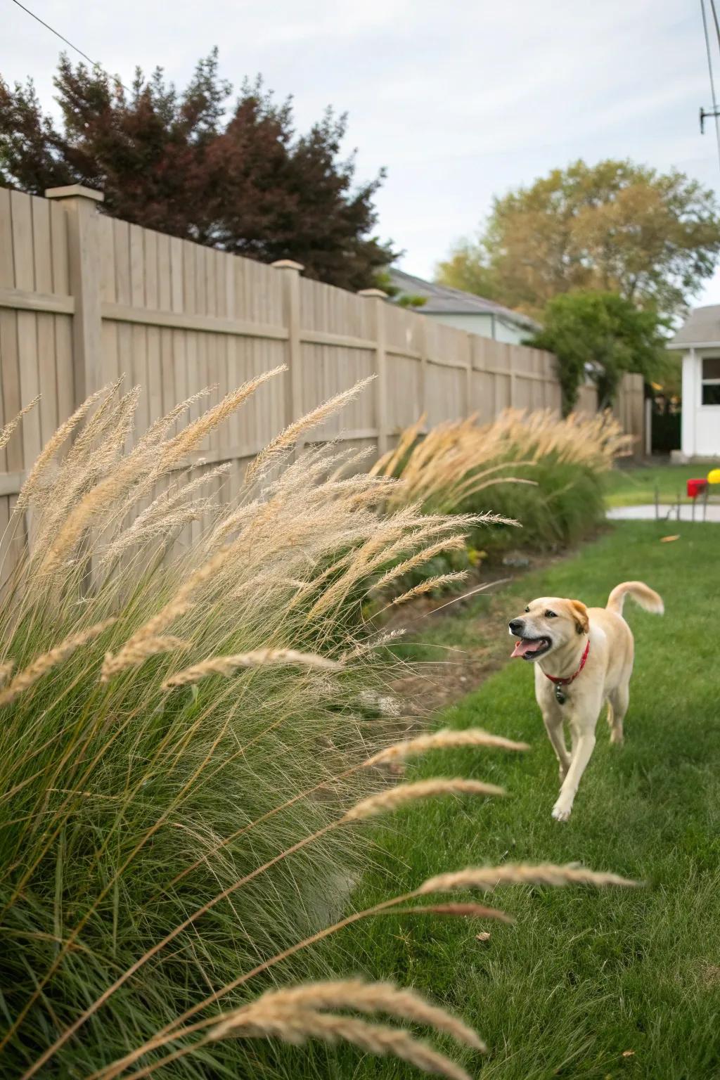 Ornamental grasses provide texture and interest without the upkeep of a lawn.