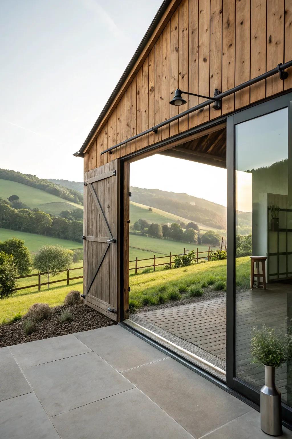 A sliding barn door that is both stylish and functional.