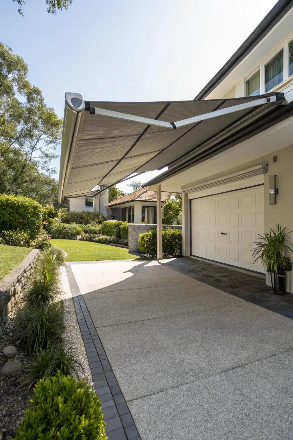 A retractable awning providing adaptable shade options.
