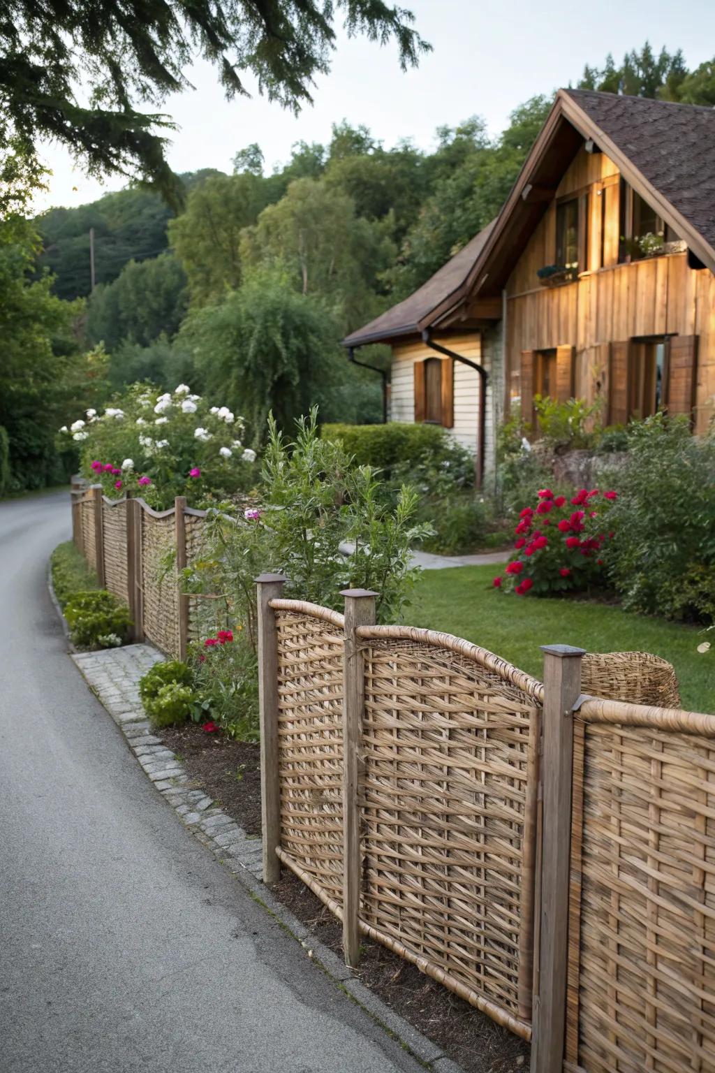 Wicker panels offer a warm and inviting rustic charm.