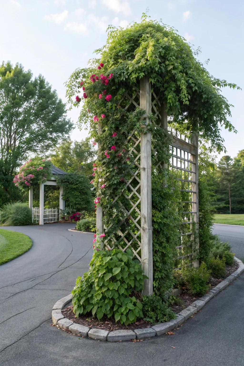Vertical gardens bring height and lush greenery to your driveway island.