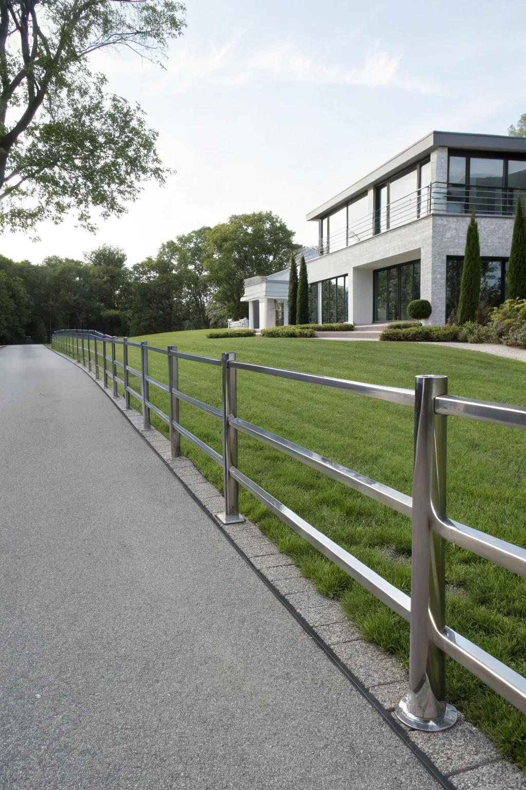 Metal split rail fences offer a contemporary and durable solution.