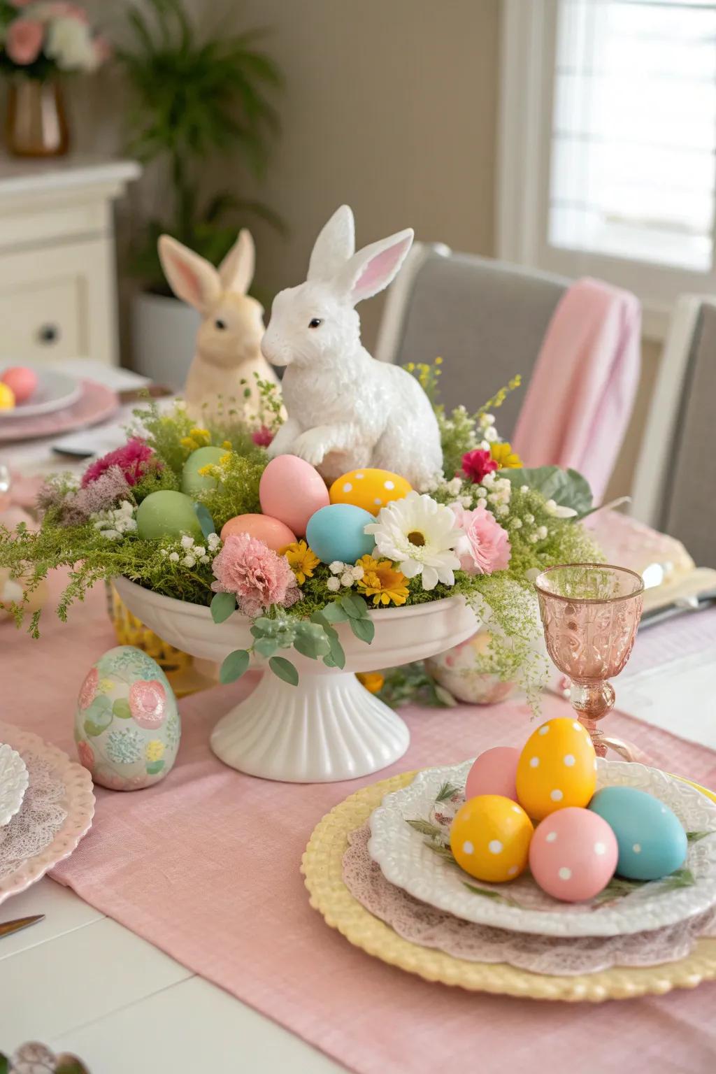 Enhance your table settings with charming Easter-themed centerpieces.