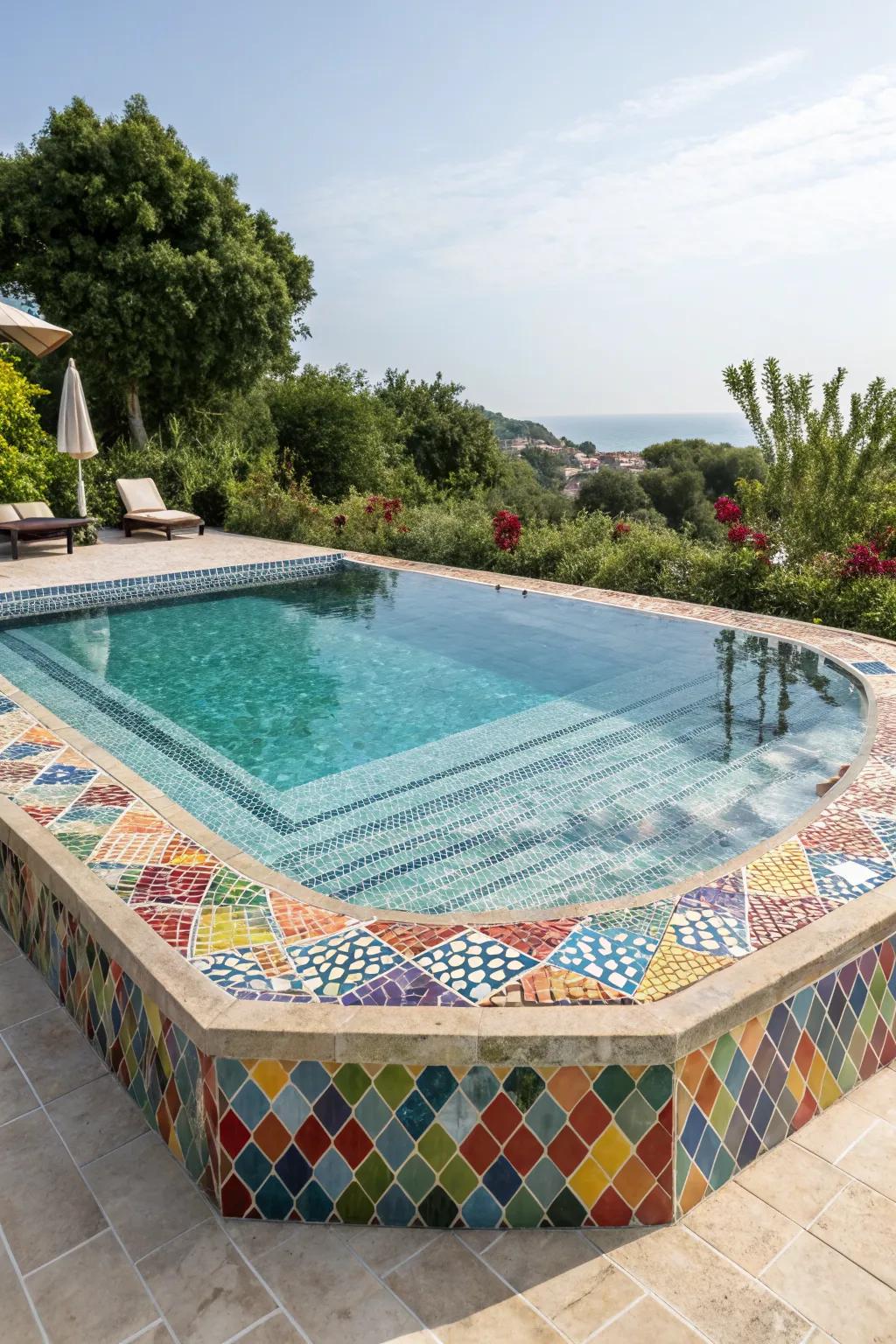 Colorful tiles add a vibrant and unique touch to your pool.