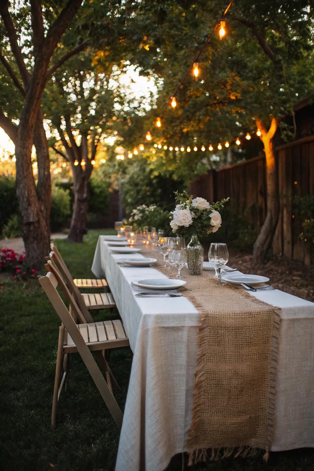Rustic table runners add warmth and texture to your setting.