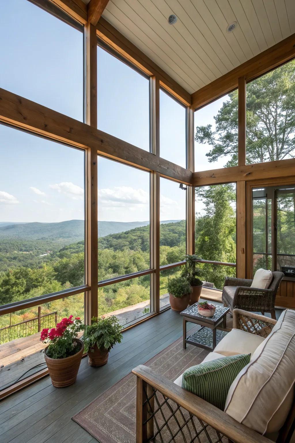 A porch with stunning natural views.