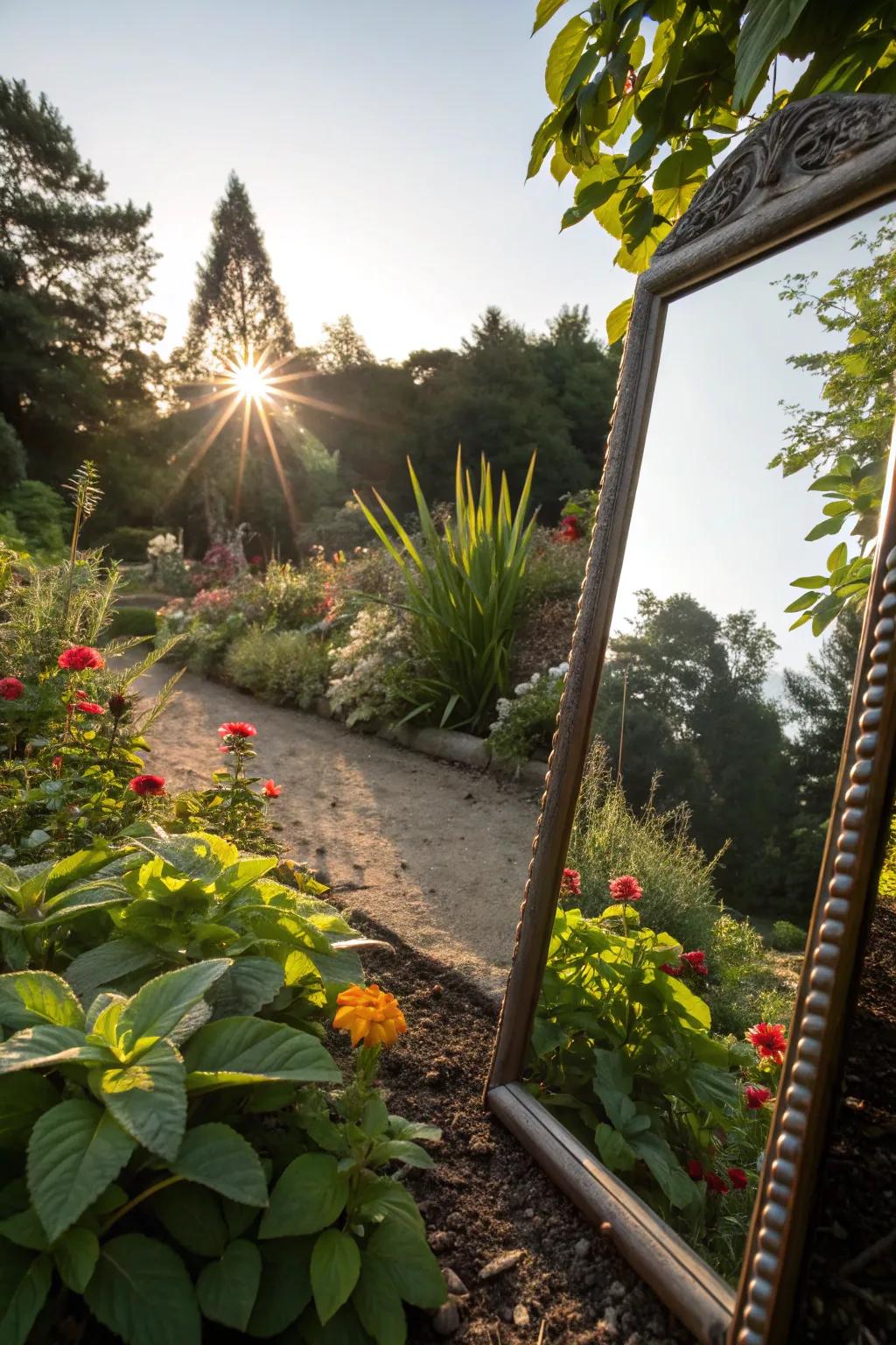 Create enchanting reflections with outdoor mirrors.
