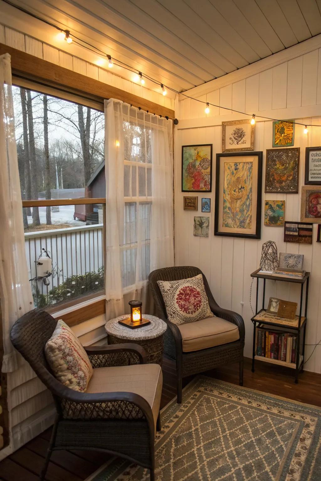 Art pieces bring personality to your porch.