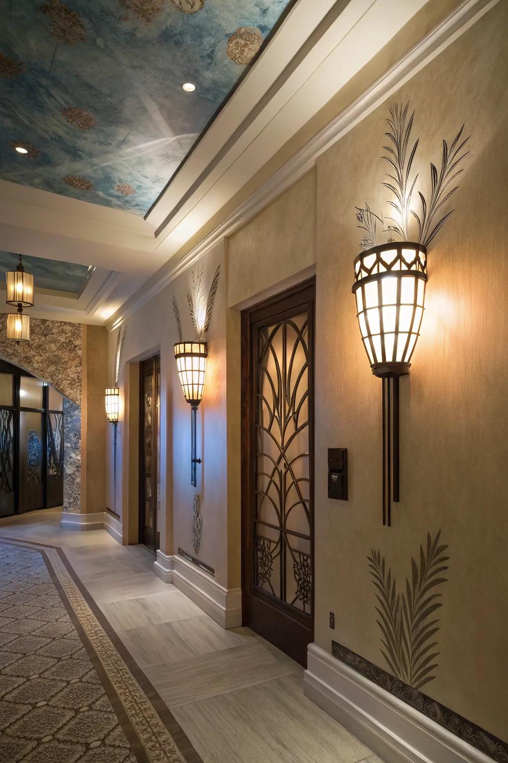 Illuminate and decorate with artistic wall lights.