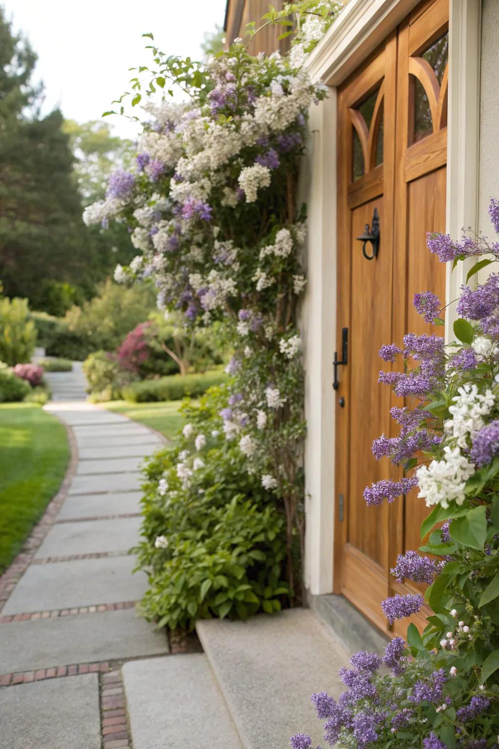 Fragrant blooms create a welcoming and aromatic entryway.
