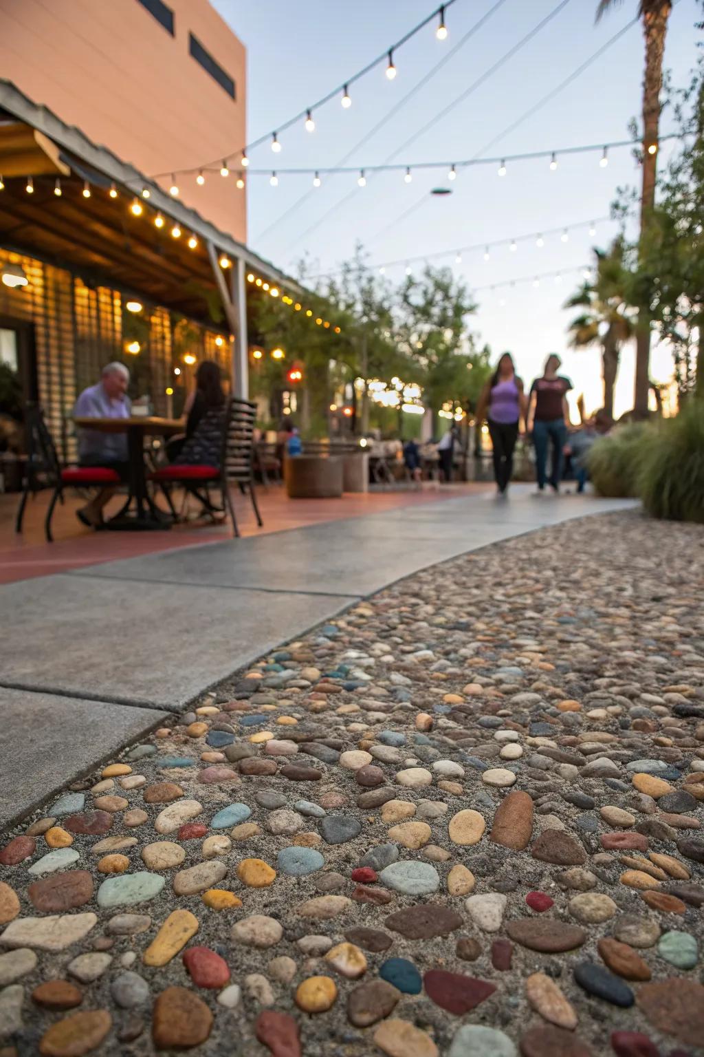 Colorful aggregates bring vibrancy to patio spaces.