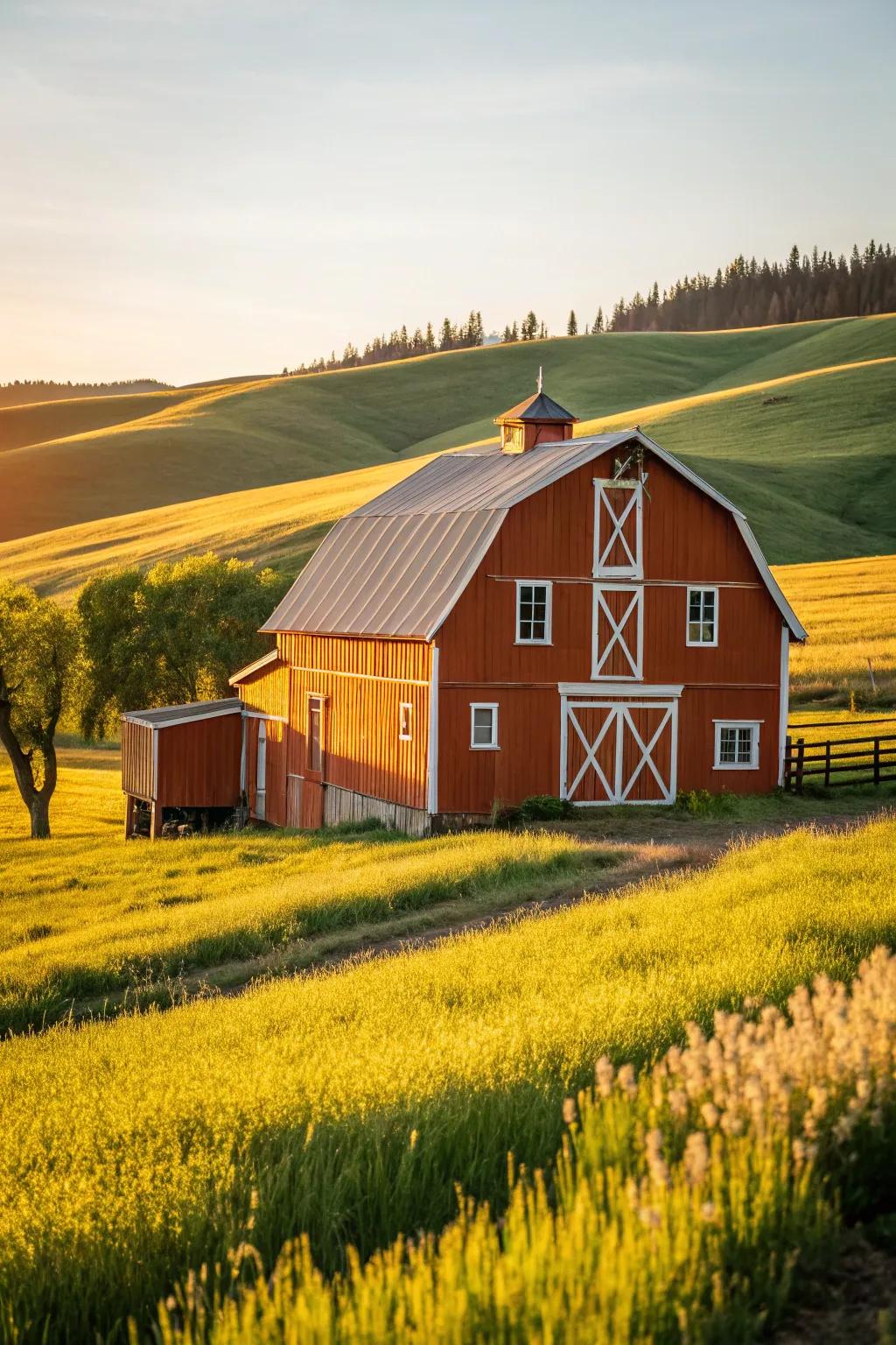 A bold orange barn that bursts with energy and character.