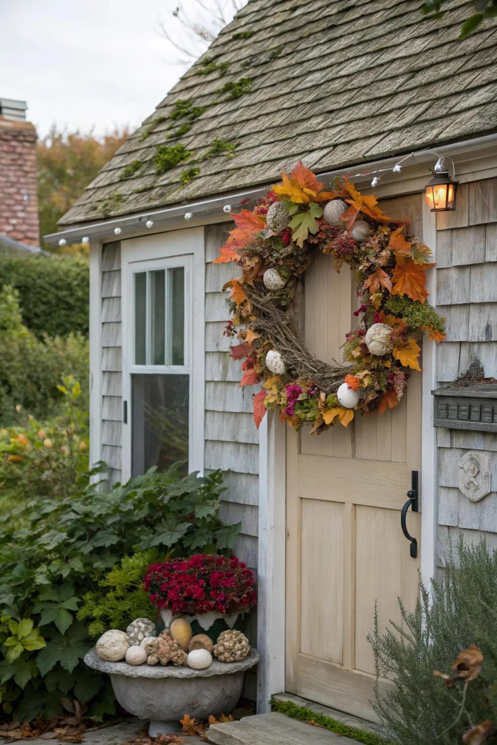 Seaside meets autumn with a coastal wreath.
