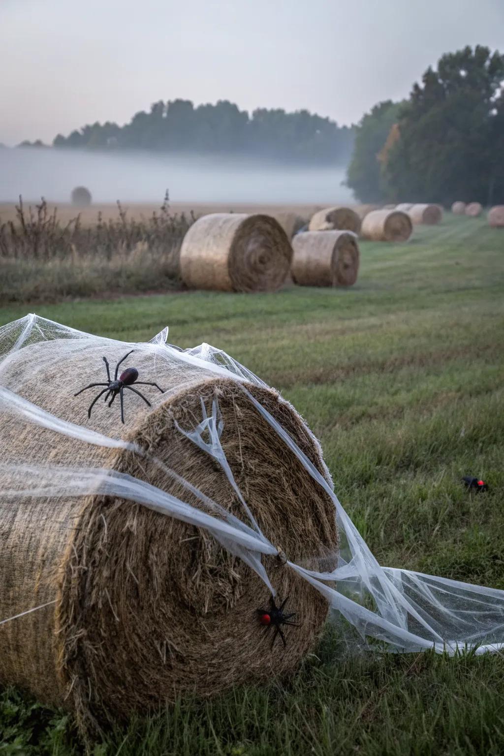 Transform hay bales into a spooky Halloween spectacle.