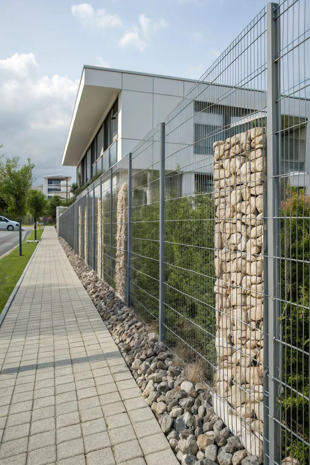 Gabion walls make a bold, modern statement with natural materials.