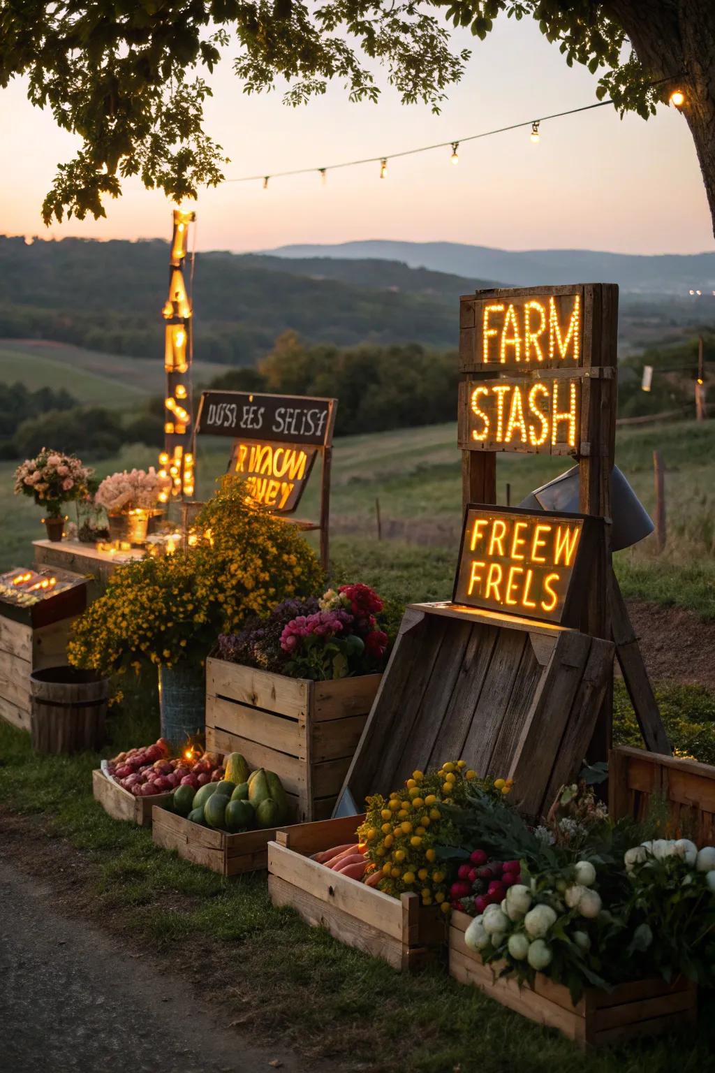 Illuminated signs offer visibility and charm after dark.