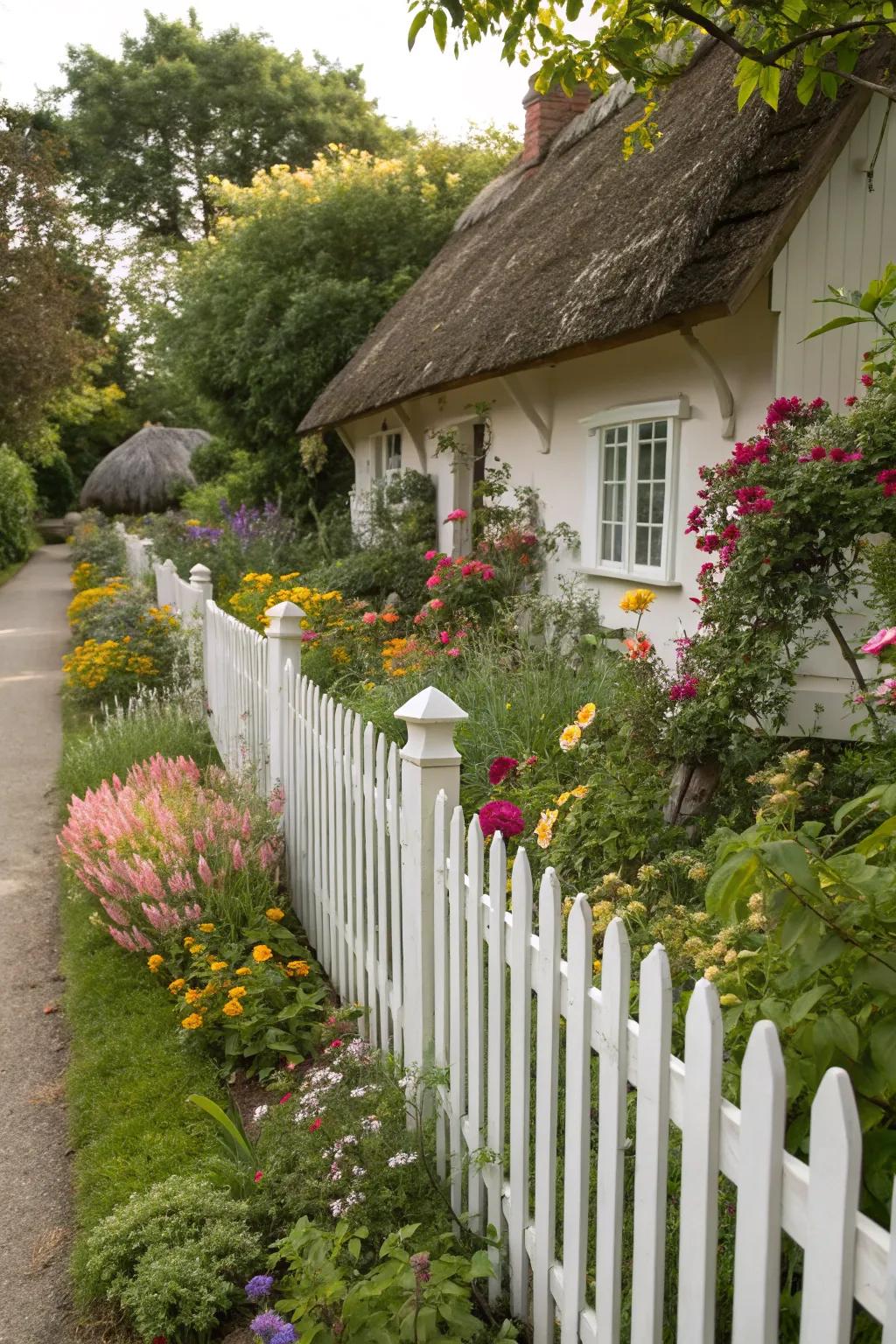 White picket fences bring classic charm to any home.