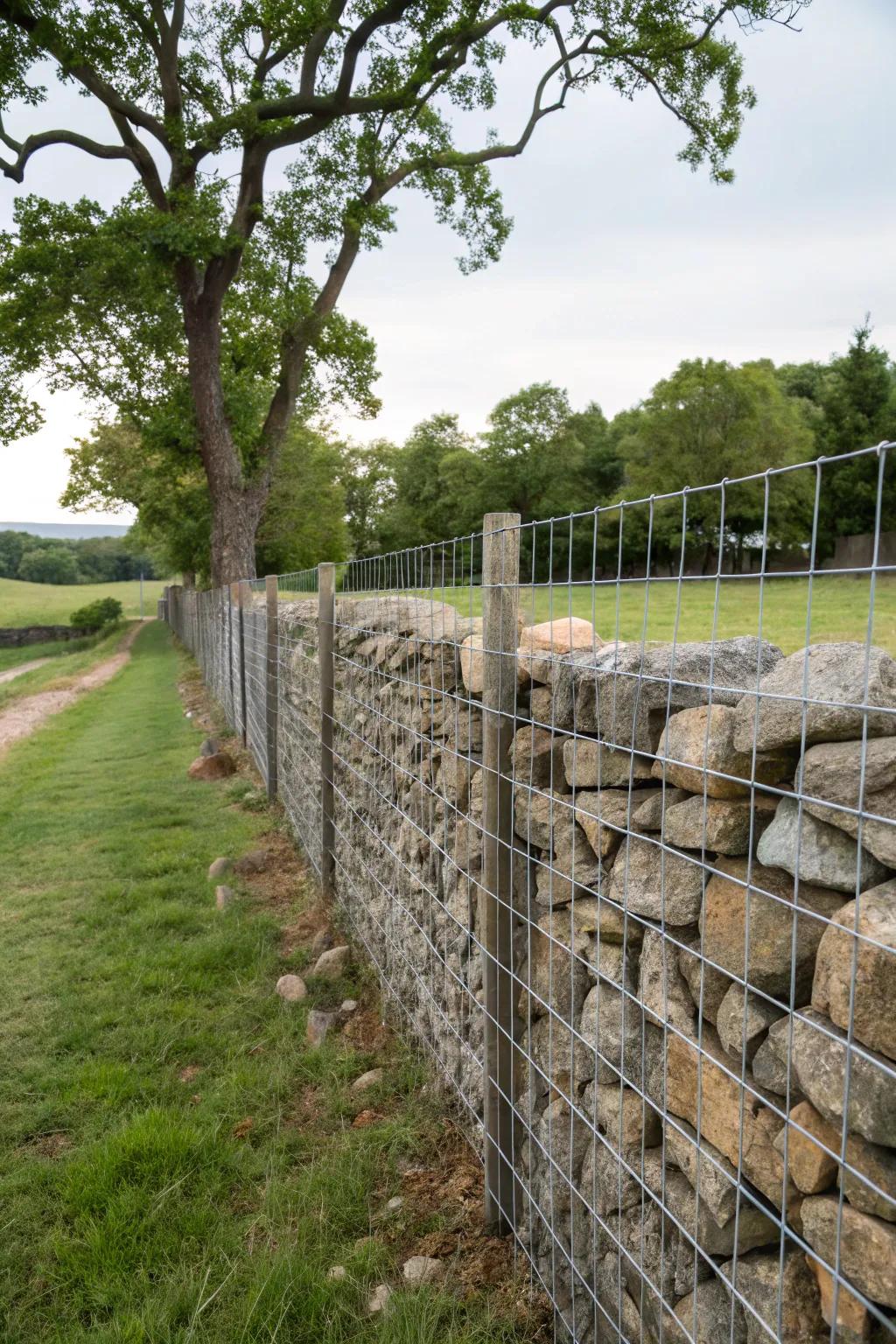 Gabion walls provide a bold and natural fencing option.