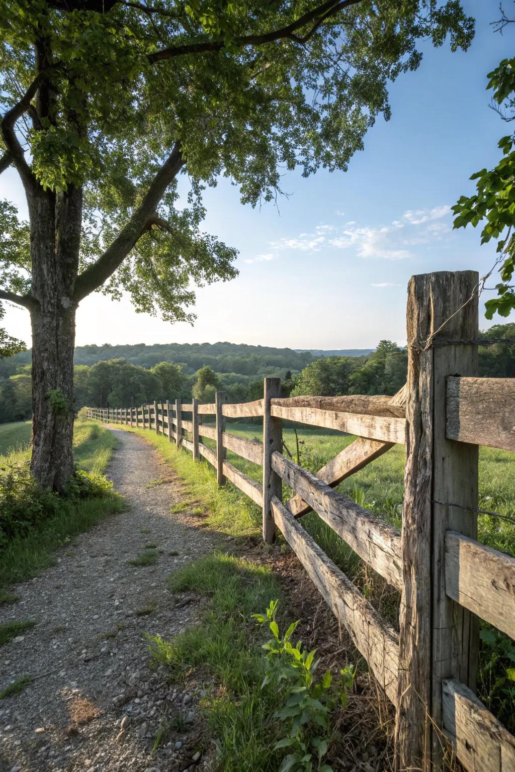 Reclaimed wood fences bring rustic charm and sustainability together.