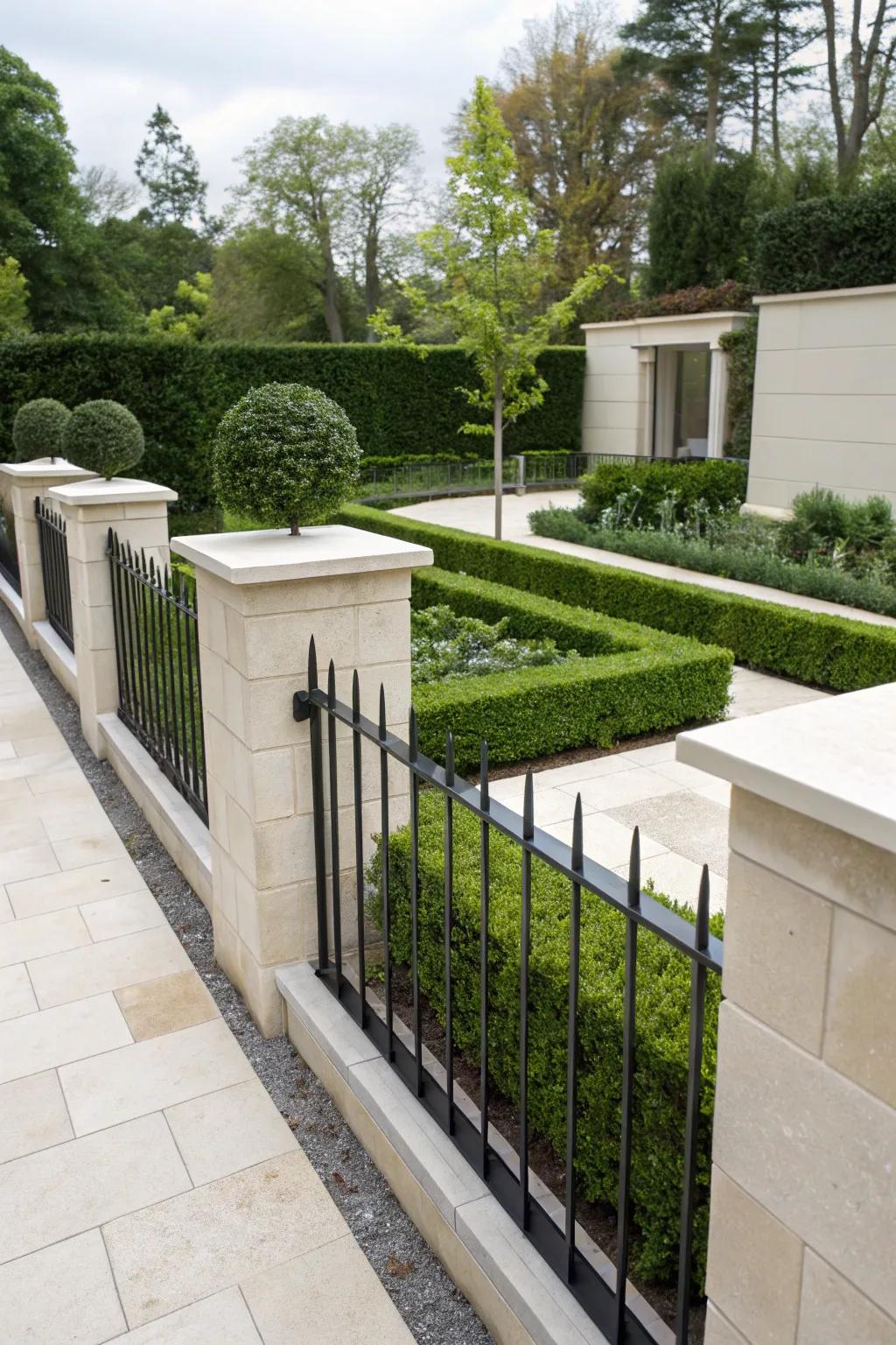 Minimalist stone toppers creating a sleek look in a modern garden.