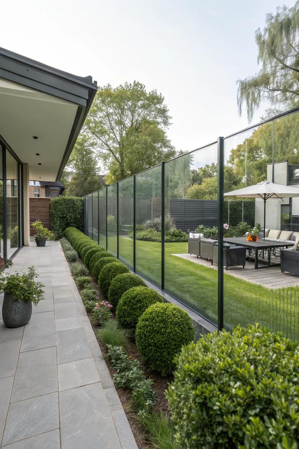 Glass panels add a modern, open feel to fences.