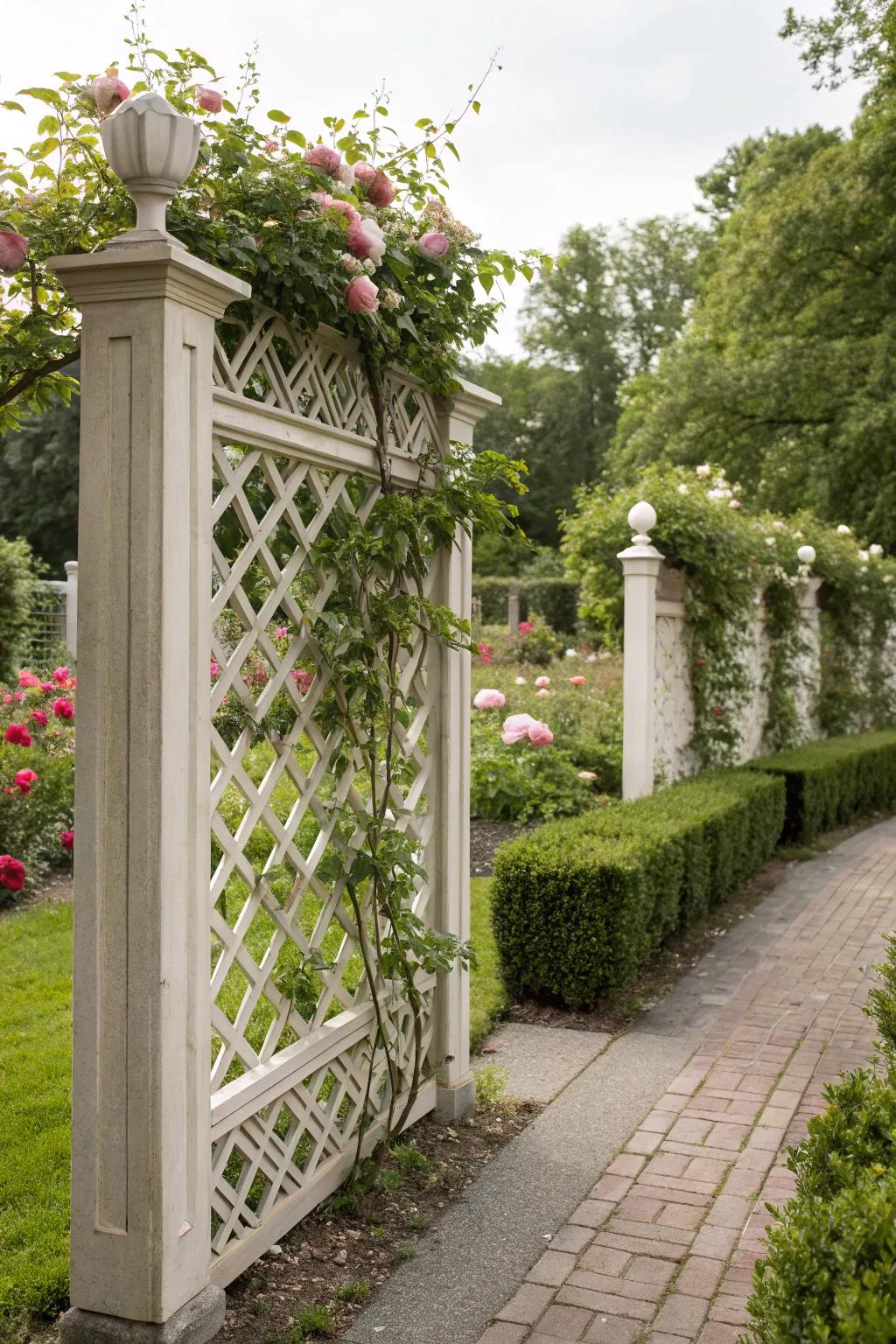 Trellis or lattice fencing offers a balance of privacy and openness.