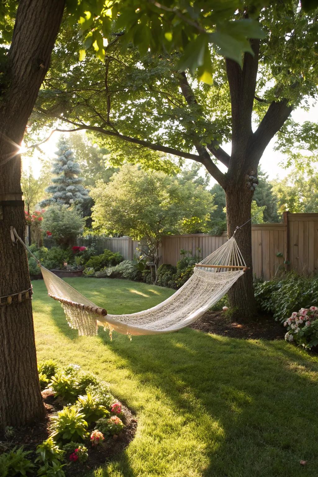 A hammock hideaway creates a relaxing escape in your garden.