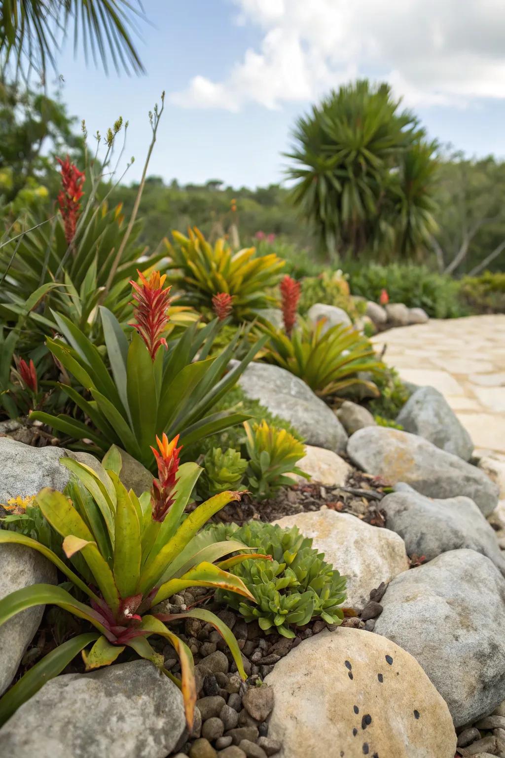 Native plants thriving in the Florida rock garden.