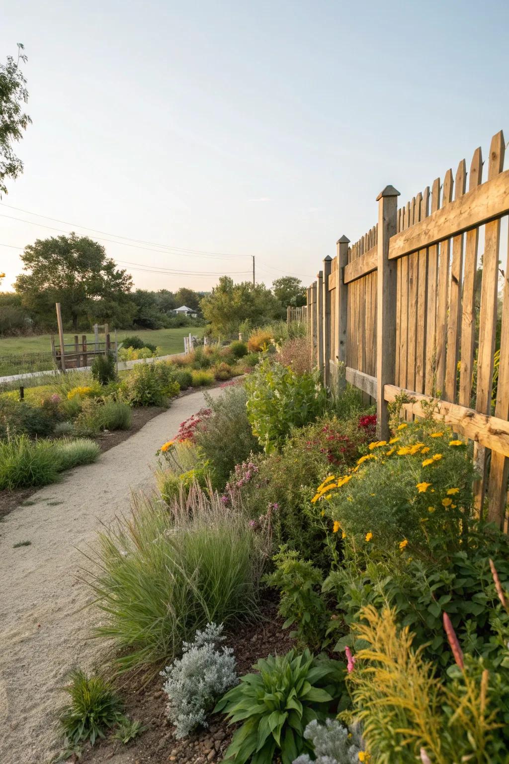 Native plants offer a sustainable and easy-care option for your fence line.