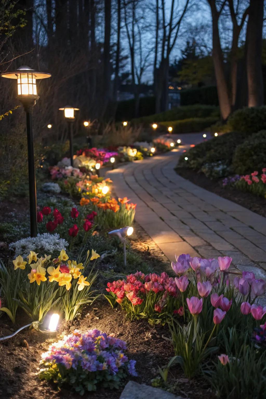 Transform your garden with color-changing lights.