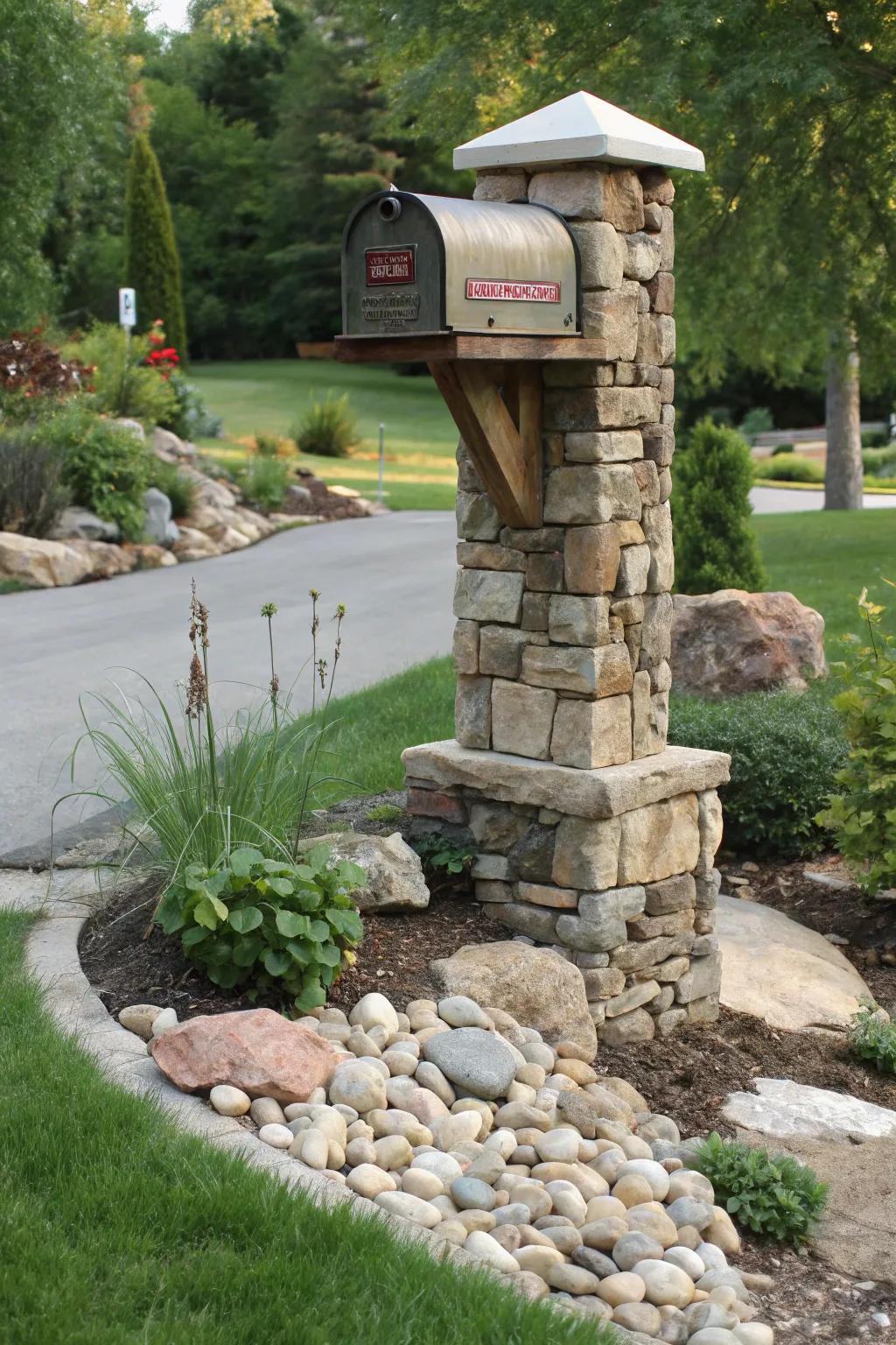 Add timeless elegance with a natural stone mailbox.
