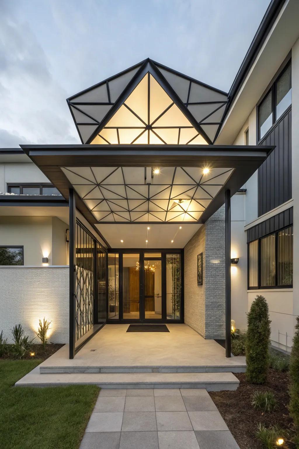 A geometric awning making a bold statement.