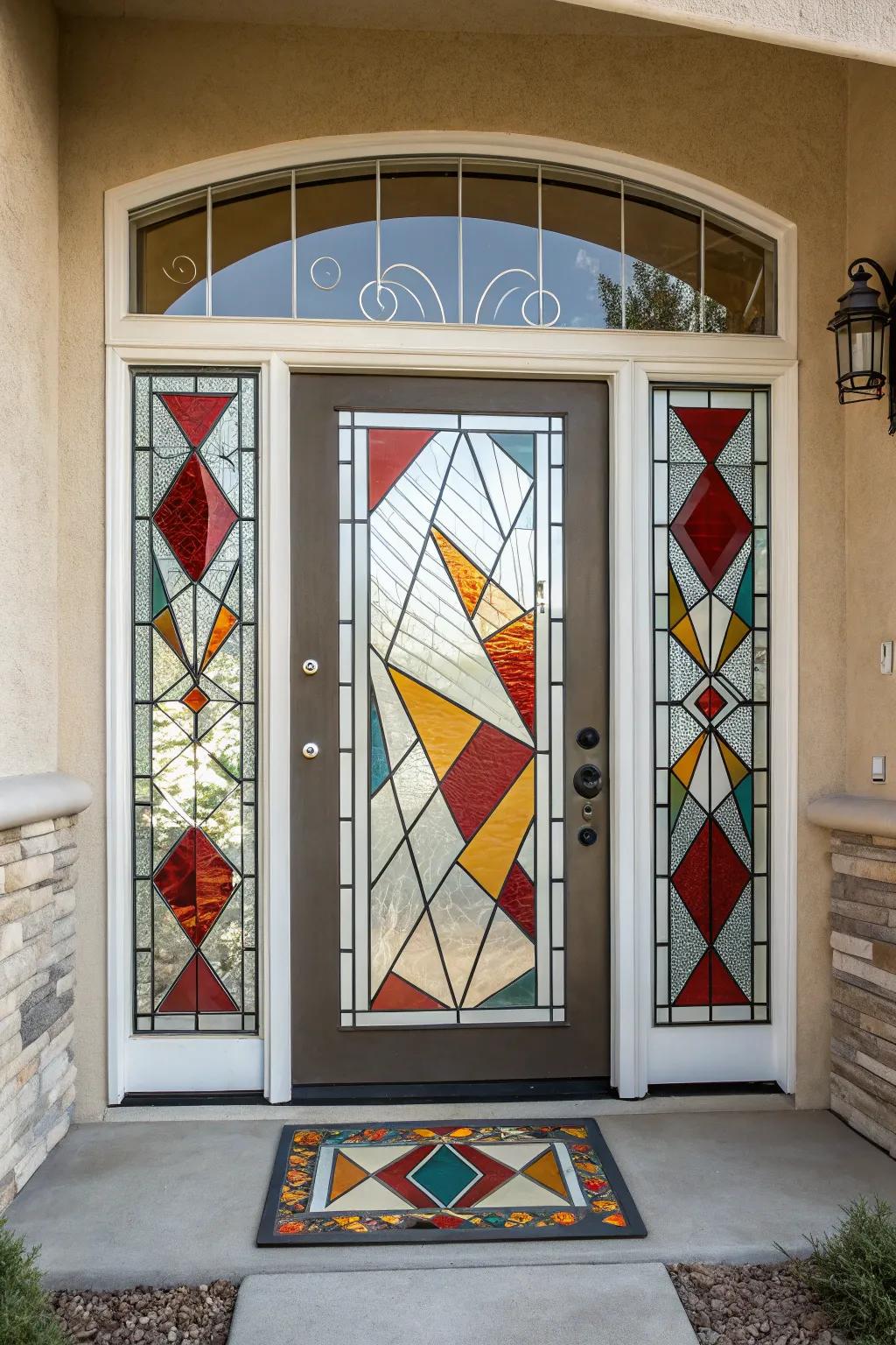 Bold geometric glass patterns make a striking statement.